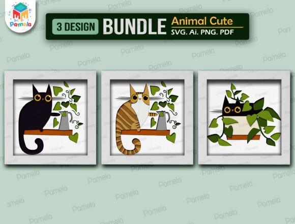 Download Cute Cat Shadow Box SVG Bundle - Premium Bundle