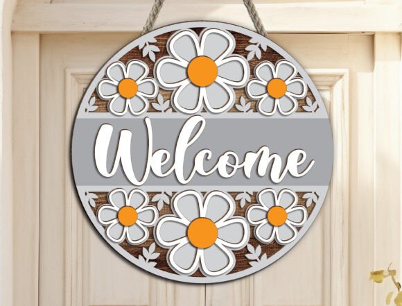 Download Daisy Welcome Door Hanger SVG - Welcome door hanger Collection