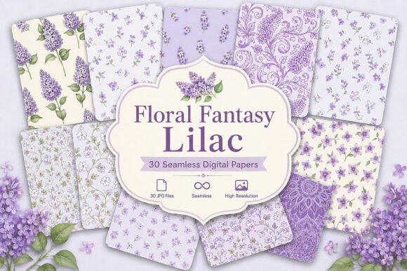 Download Floral Fantasy Lilac Seamless Digital - Premium Resources