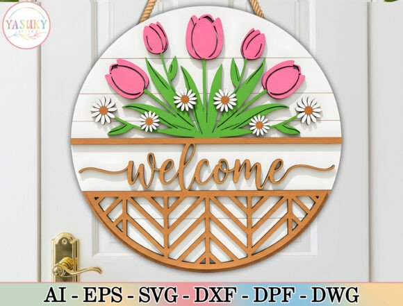 Download Spring Welcome Door Hanger SVG - Welcome door hanger Collection