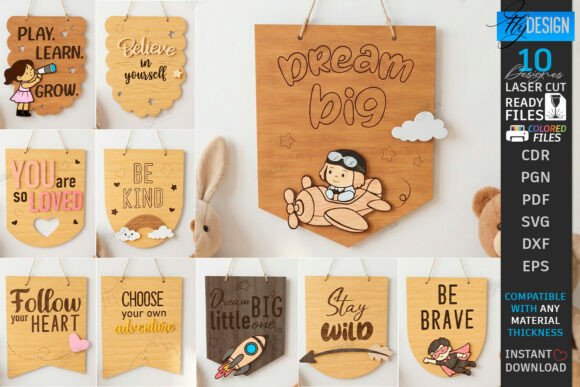 Download Wooden Nursery Wall Banner Bundle - Premium Resources
