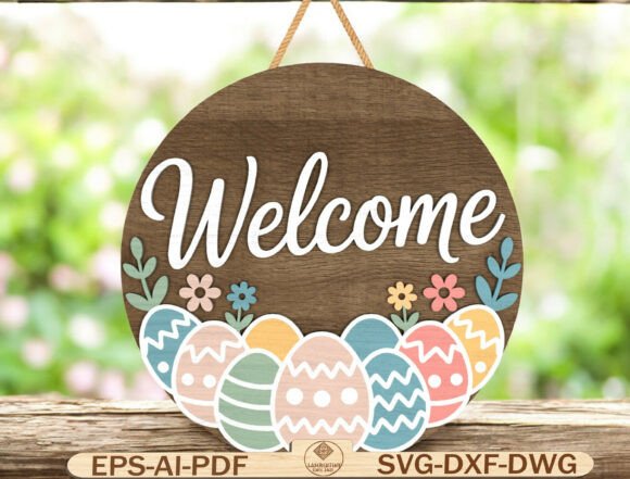 Download Easter Welcome Door Hanger Lasercut File - Welcome door hanger Collection