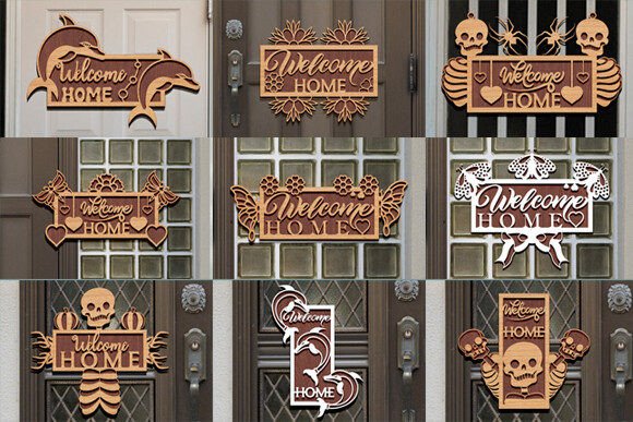 Download Laser Cut Welcome Door Hanger SVG Bundle - Welcome door hanger Collection