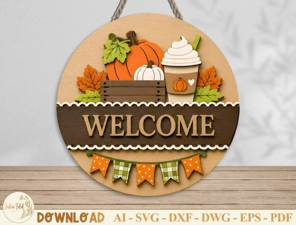 Download Autumn Welcome Door Hanger Laser Cut Svg - Welcome door hanger Collection
