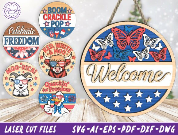 Download Patriotic Welcome Door Hanger SVG - Welcome door hanger Collection